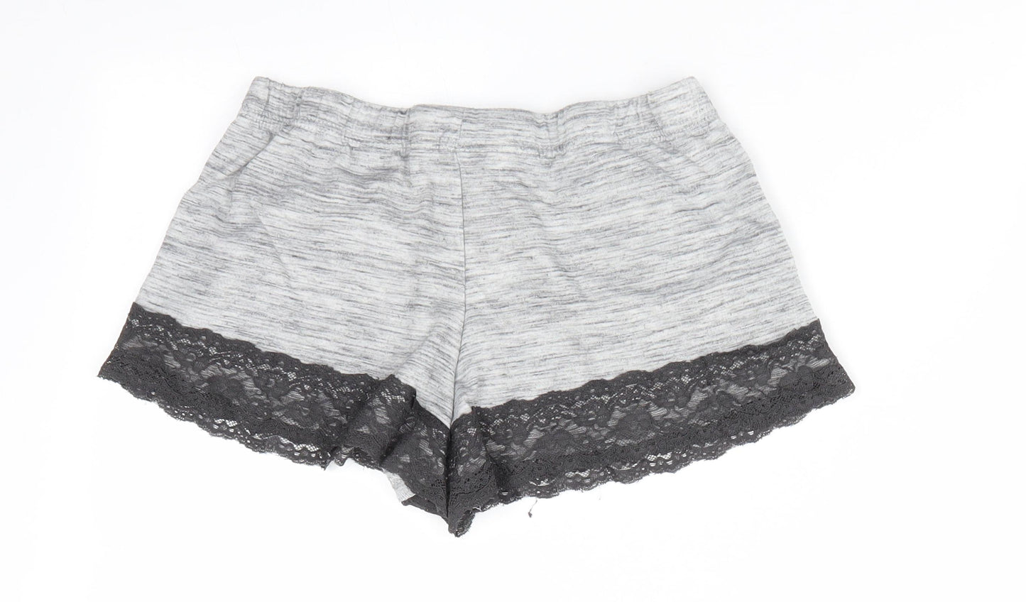 Love to Lounge Womens Grey Solid   Sleep Shorts Size 6  - Lace Trim