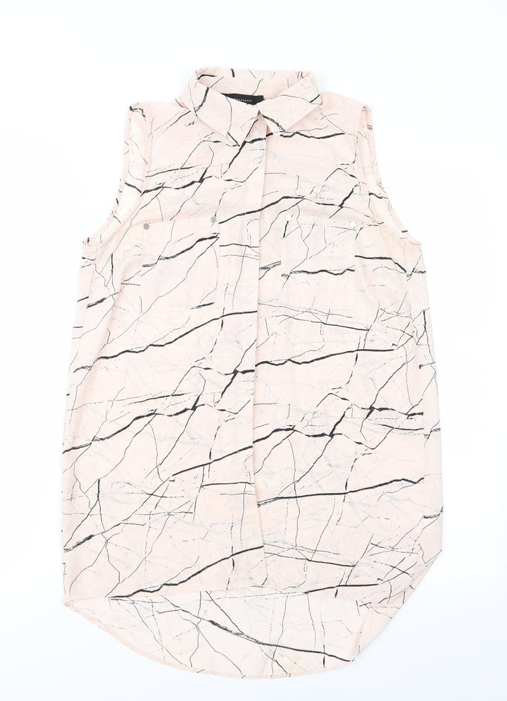 Atmosphere Womens Ivory Geometric  Basic Button-Up Size 10  - Abstract black print
