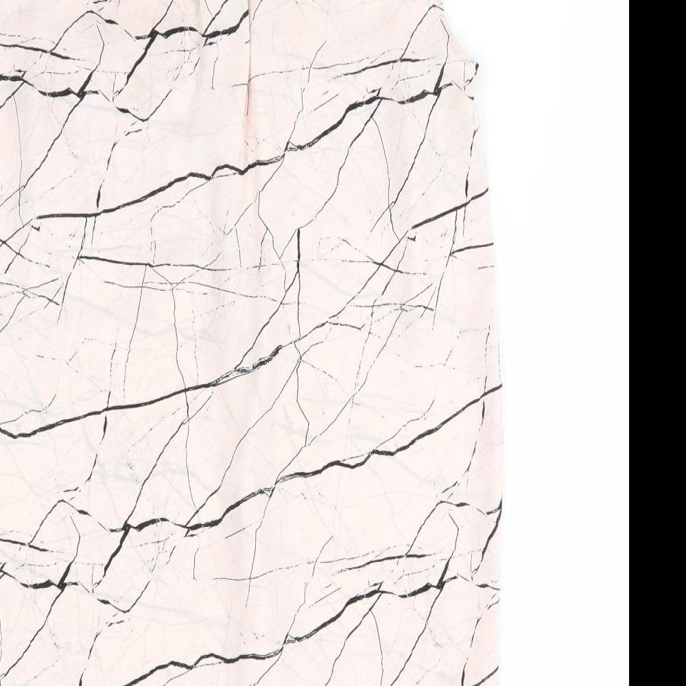 Atmosphere Womens Ivory Geometric  Basic Button-Up Size 10  - Abstract black print