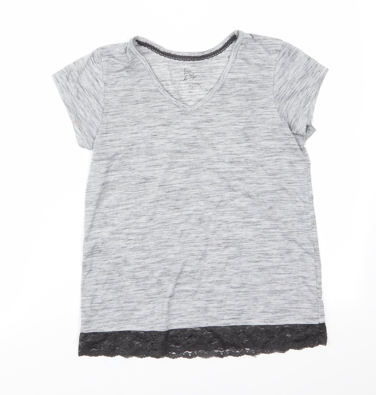 Love to Lounge Womens Grey Solid   Pyjama Top Size 6  - Lace hem trim