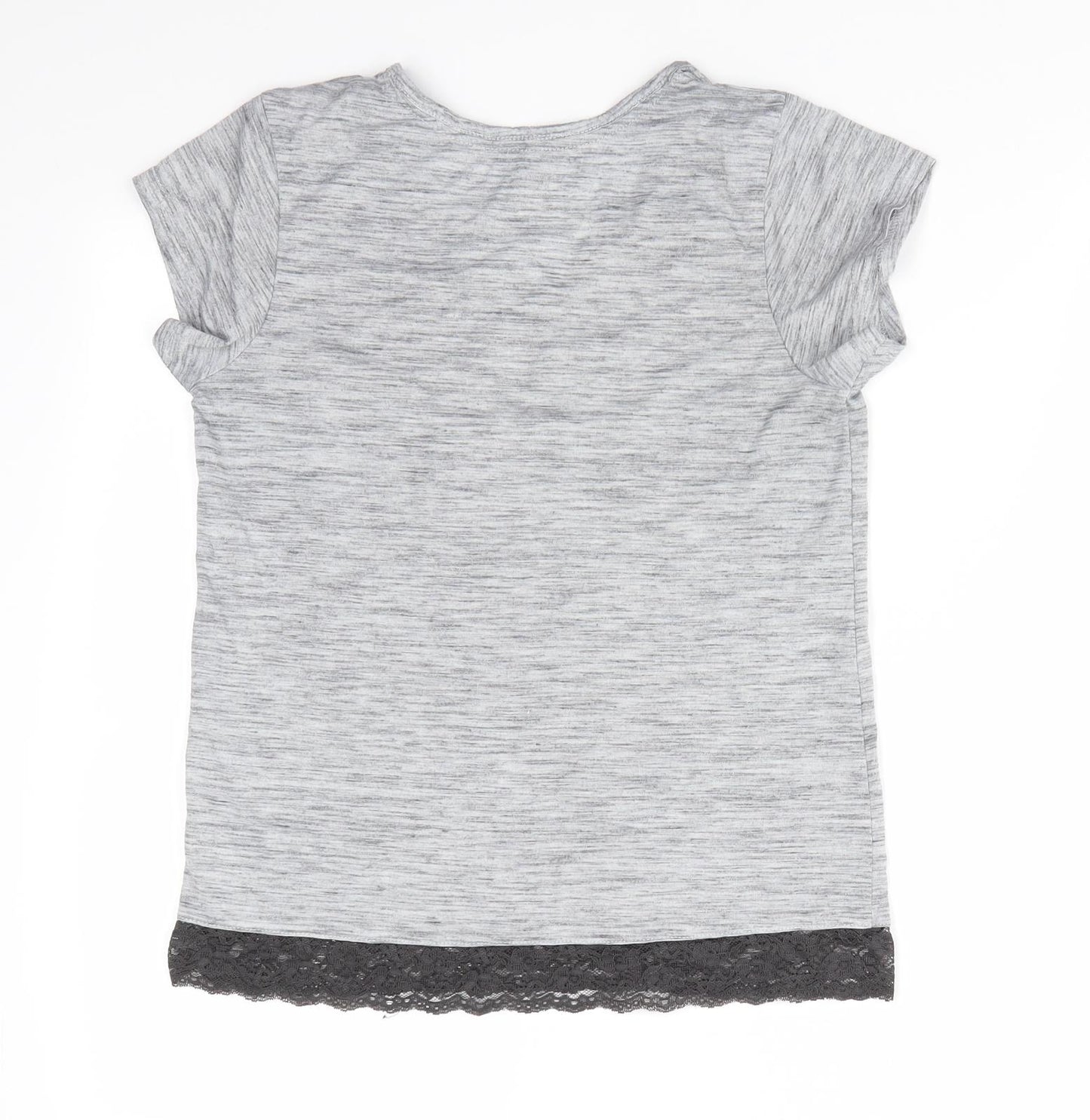 Love to Lounge Womens Grey Solid   Pyjama Top Size 6  - Lace hem trim