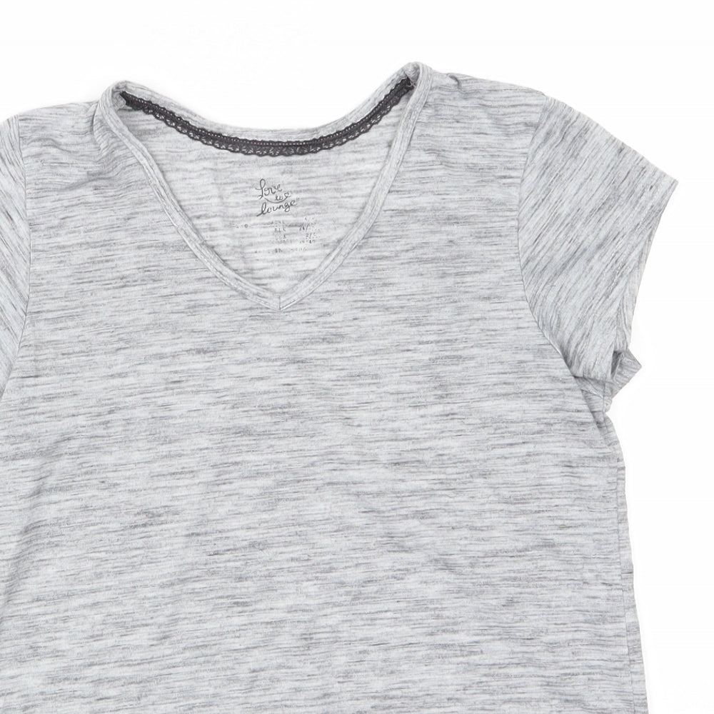 Love to Lounge Womens Grey Solid   Pyjama Top Size 6  - Lace hem trim