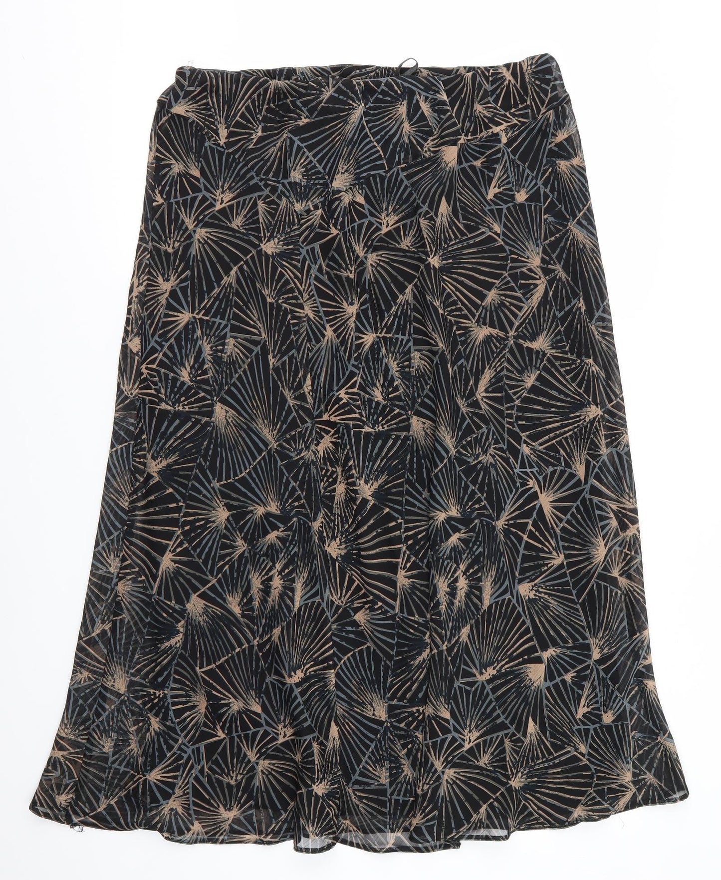 Arcadia Womens Black Floral  A-Line Skirt Size 20  - Grey Beige Print Frilled Front Seam