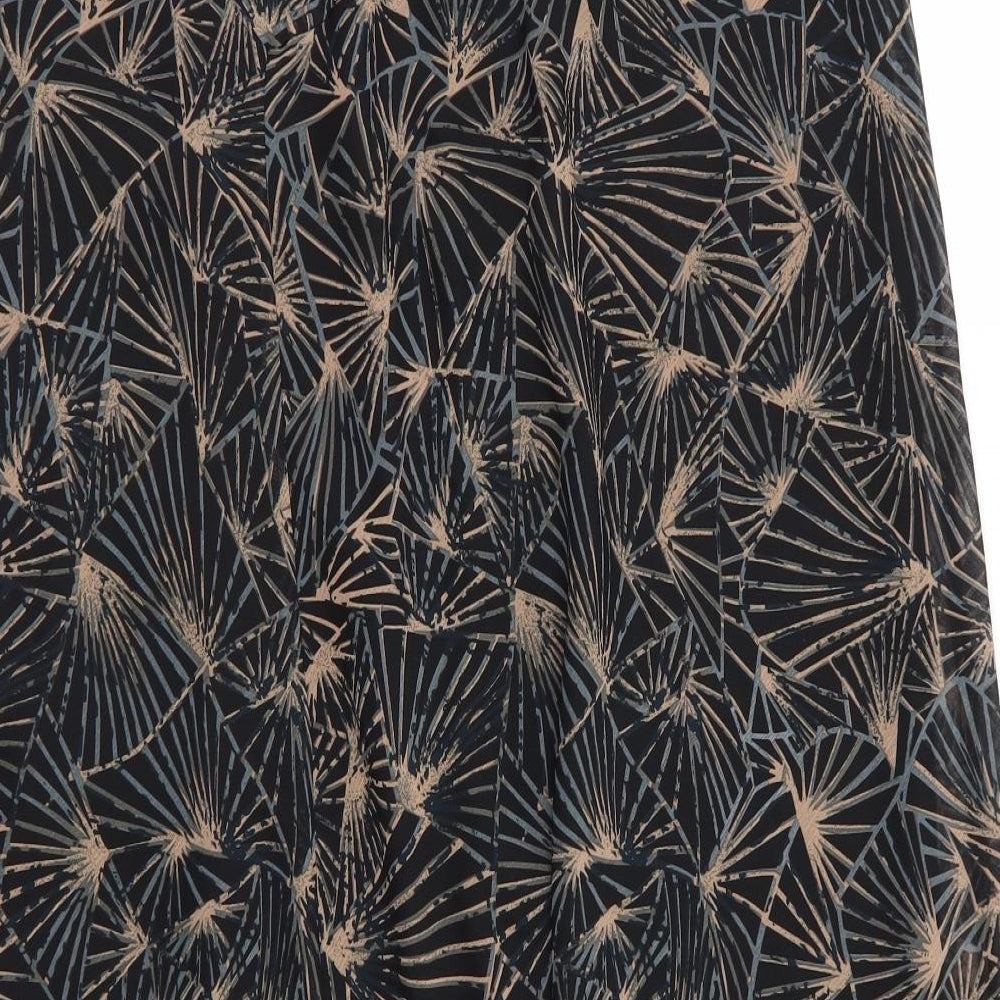 Arcadia Womens Black Floral  A-Line Skirt Size 20  - Grey Beige Print Frilled Front Seam