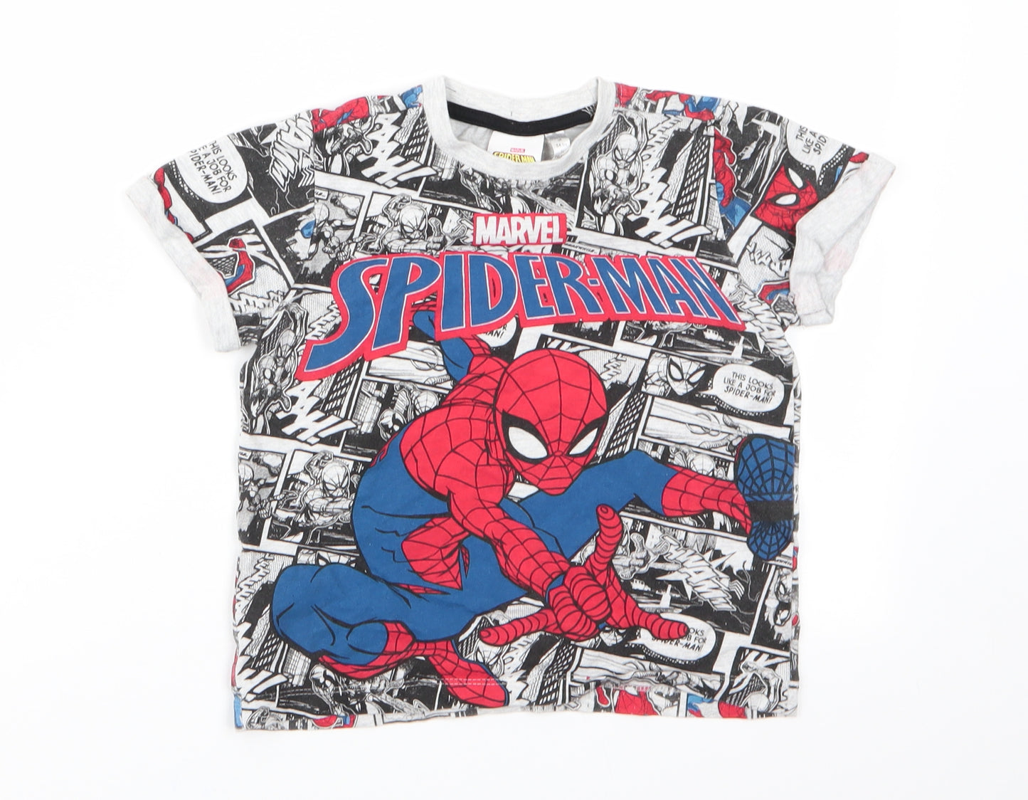 Marvel Boys Grey   Basic T-Shirt Size 5-6 Years  - Spdierman