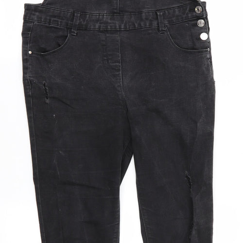 Denim by Matalan Womens Black   Dungaree One-Piece Size 12 L29 in - Distressed Denim