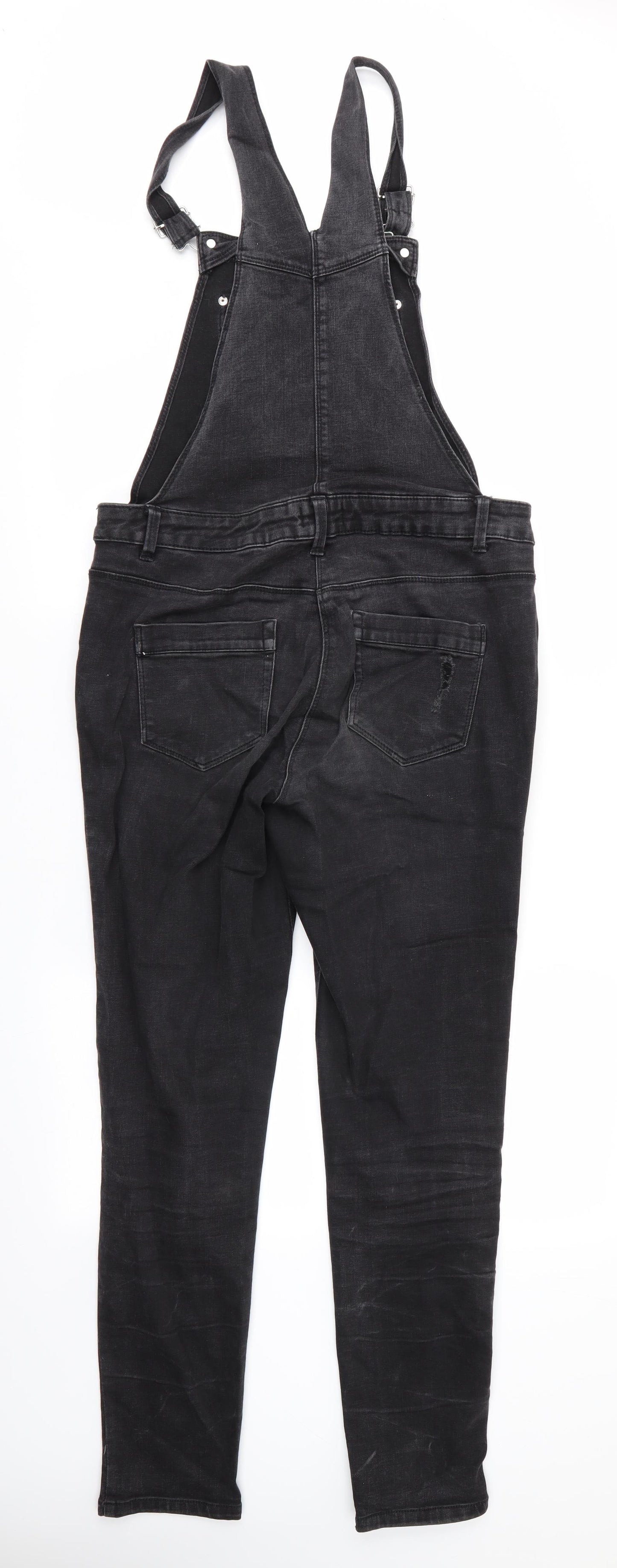 Denim by Matalan Womens Black   Dungaree One-Piece Size 12 L29 in - Distressed Denim