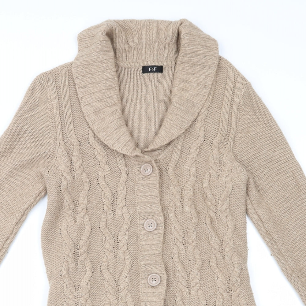 Florence and Fred Womens Beige   Cardigan Jumper Size 14  - Longline Cardigan Collared