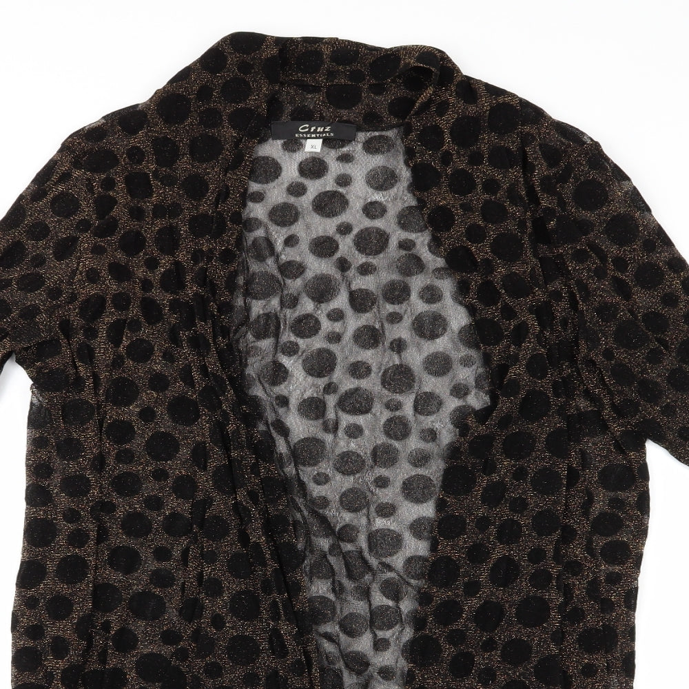 Cruz Essentials Womens Black Polka Dot  Jacket  Size XL  - Waterfall Jacket Gold Glitter effect