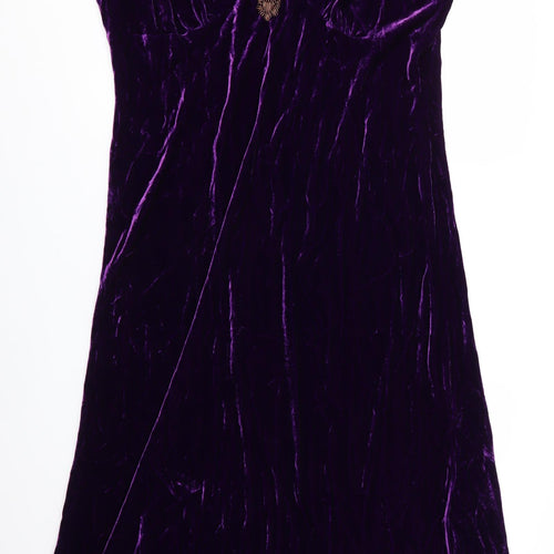 Anna Sholz Womens Purple  Velvet Fit & Flare  Size 24  - Gold Beaded neckline