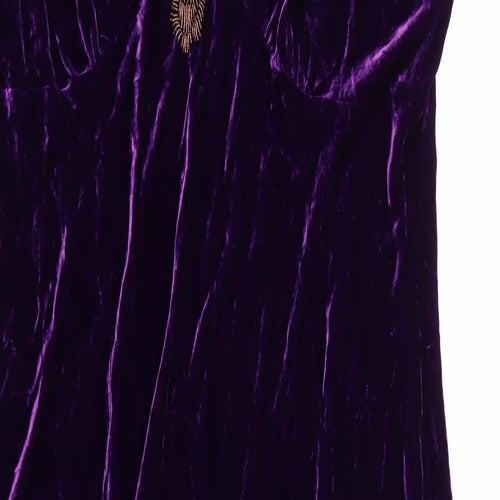 Anna Sholz Womens Purple  Velvet Fit & Flare  Size 24  - Gold Beaded neckline