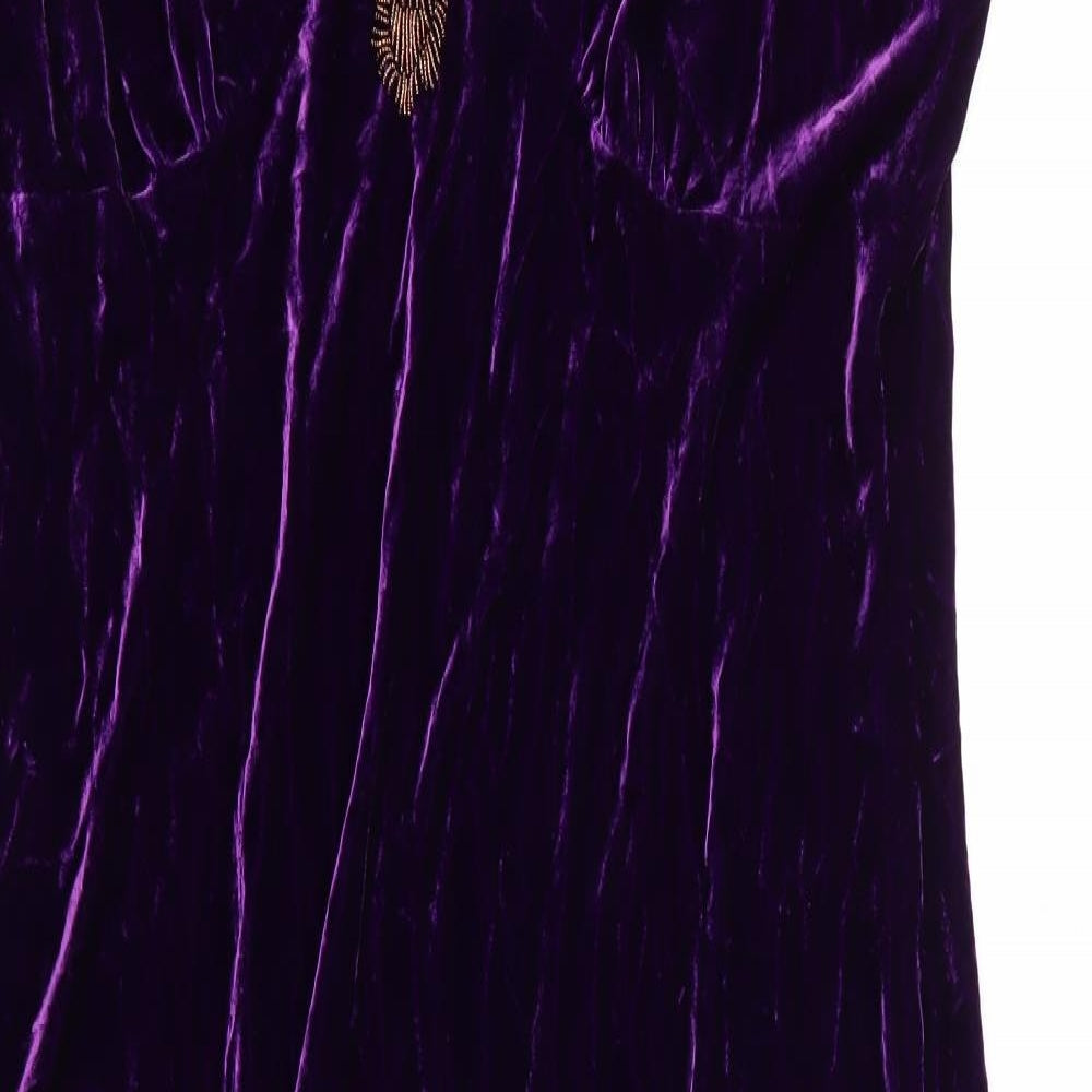 Anna Sholz Womens Purple  Velvet Fit & Flare  Size 24  - Gold Beaded neckline