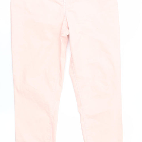 Denim Womens Pink  Canvas Trousers  Size 12 L26 in - Peach in Colour Freyed & Embroidered Hems Soft Feel