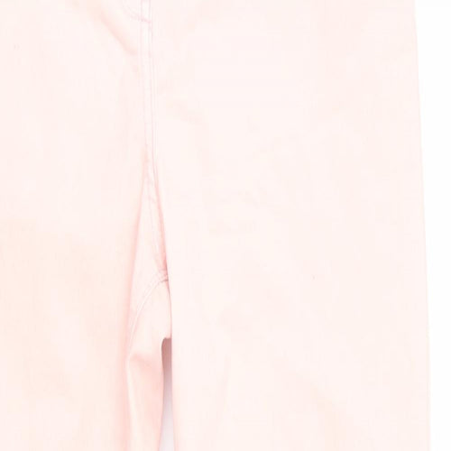 Denim Womens Pink  Canvas Trousers  Size 12 L26 in - Peach in Colour Freyed & Embroidered Hems Soft Feel