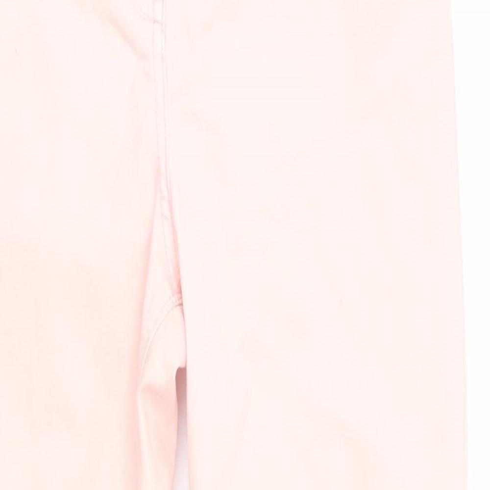 Denim Womens Pink  Canvas Trousers  Size 12 L26 in - Peach in Colour Freyed & Embroidered Hems Soft Feel
