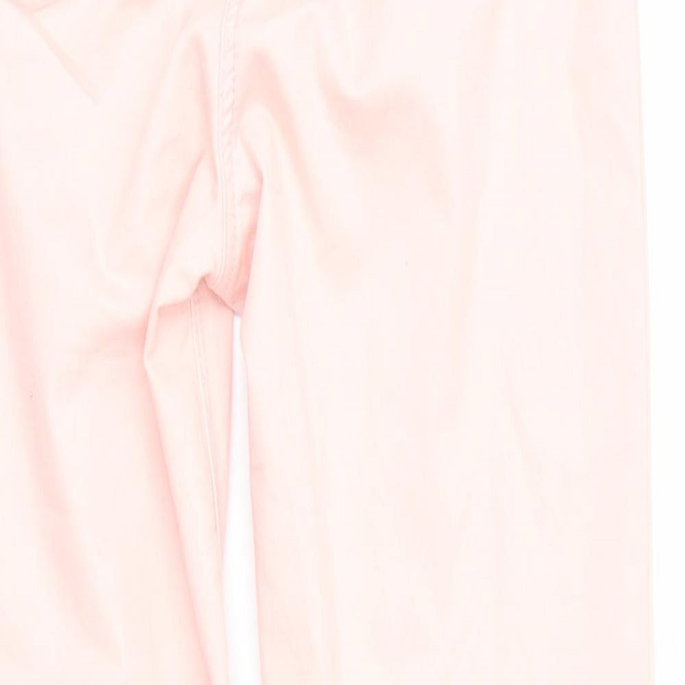 Denim Womens Pink  Canvas Trousers  Size 12 L26 in - Peach in Colour Freyed & Embroidered Hems Soft Feel