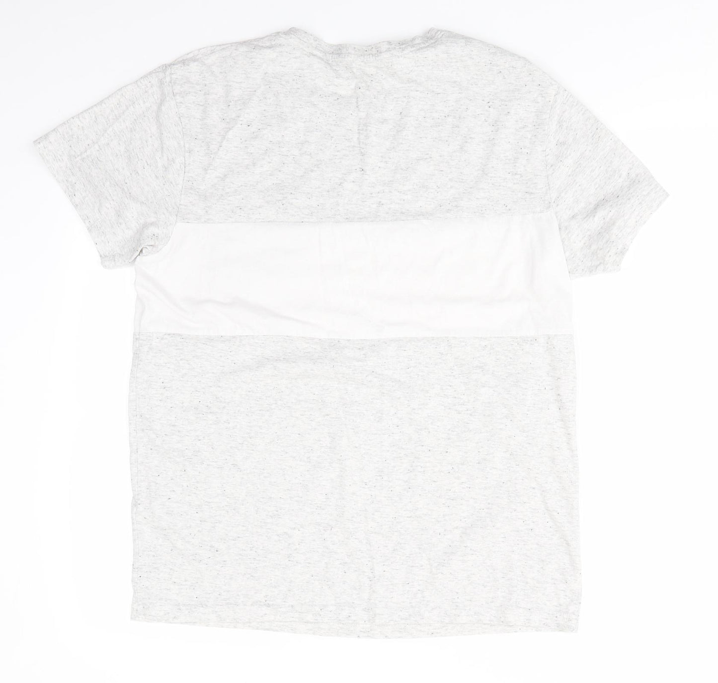 Primark Mens Grey Colourblock   T-Shirt Size XL  - Grey Black Fleck Ivory Block