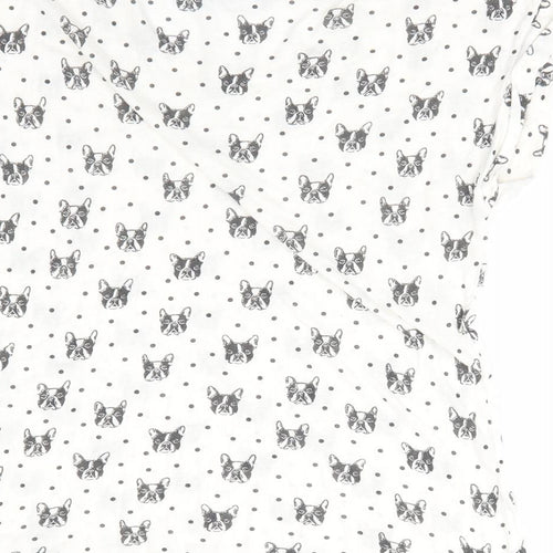 New Look Womens Ivory Animal Print   Pyjama Top Size 12  - Dog's face print