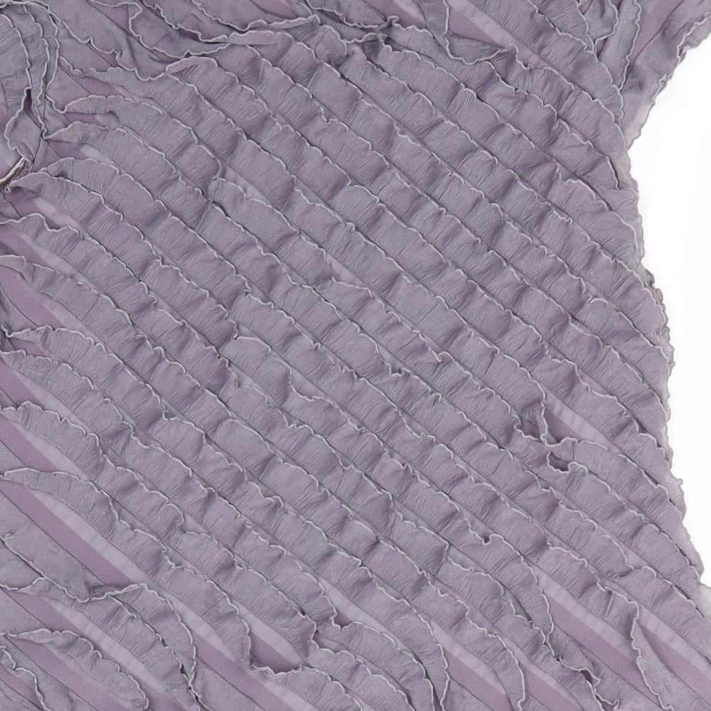 Roman Originals Womens Grey Striped  Basic Blouse Size 18  - Horizontal Ruffles