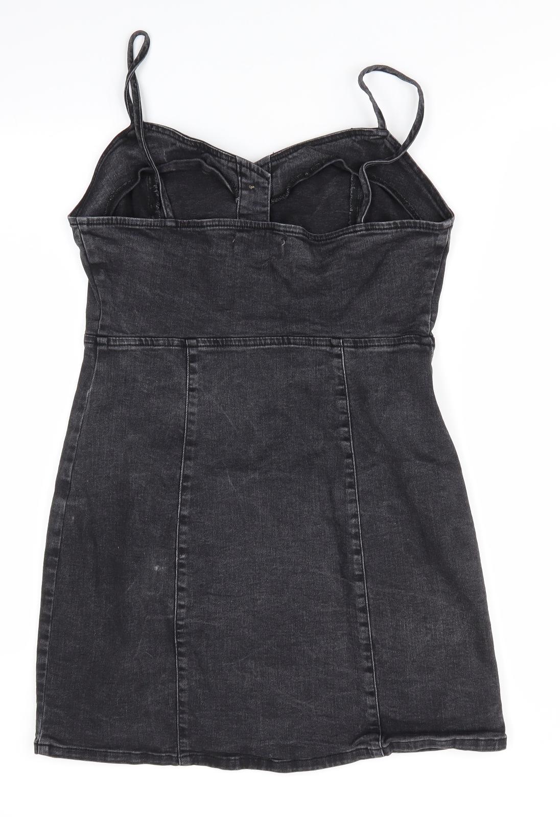 Denim Co Womens Black  Denim Slip Dress  Size 12  - Denim Front Fastening Slip Style