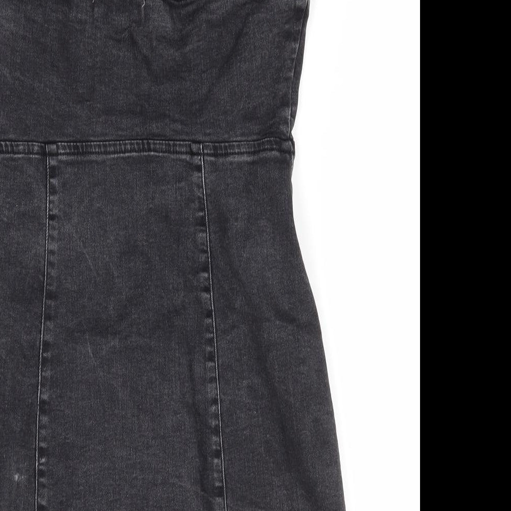 Denim Co Womens Black  Denim Slip Dress  Size 12  - Denim Front Fastening Slip Style