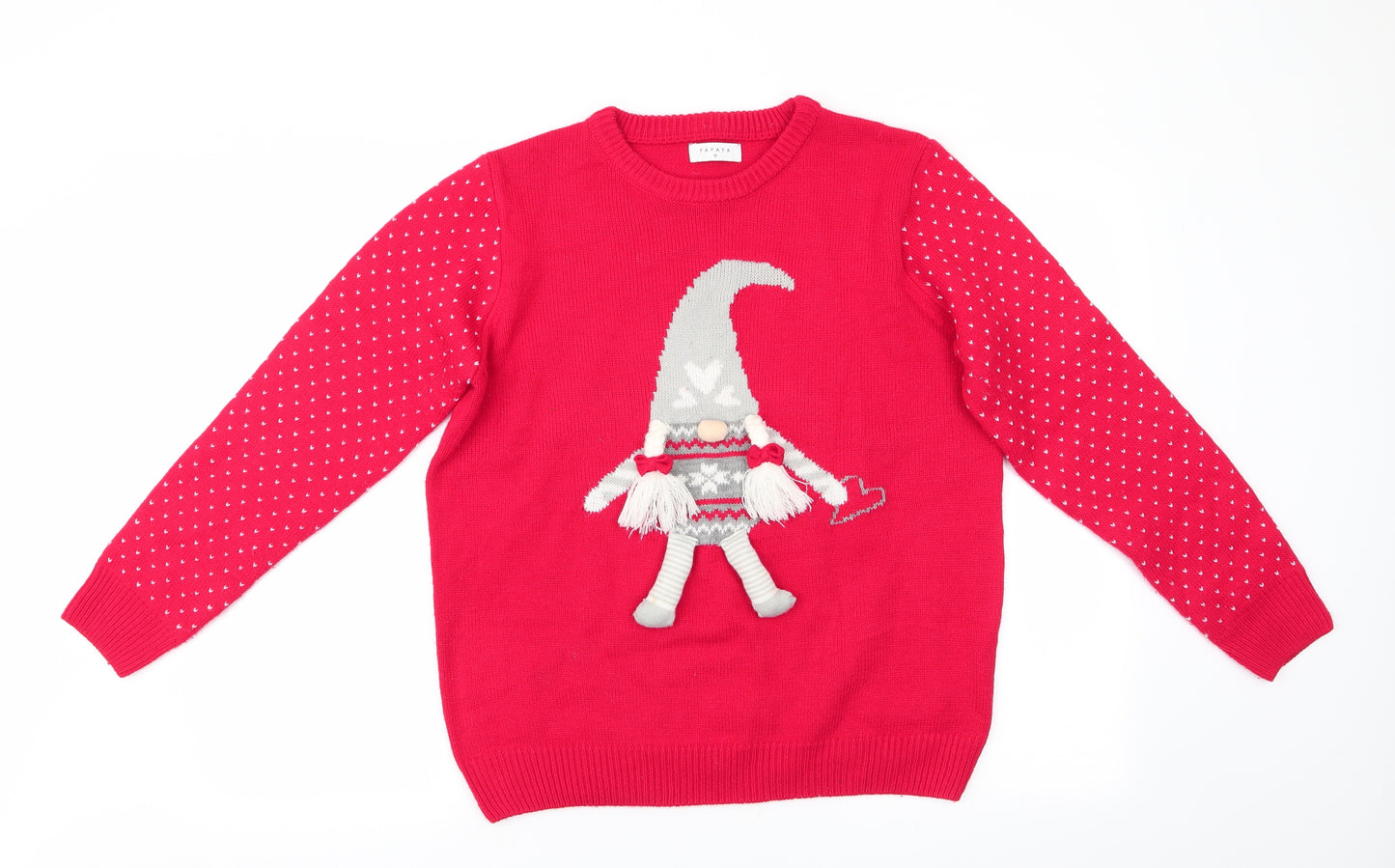 Papaya Womens Red   Pullover Jumper Size M  - Christmas Elf Jumper 3D legs & pigtails