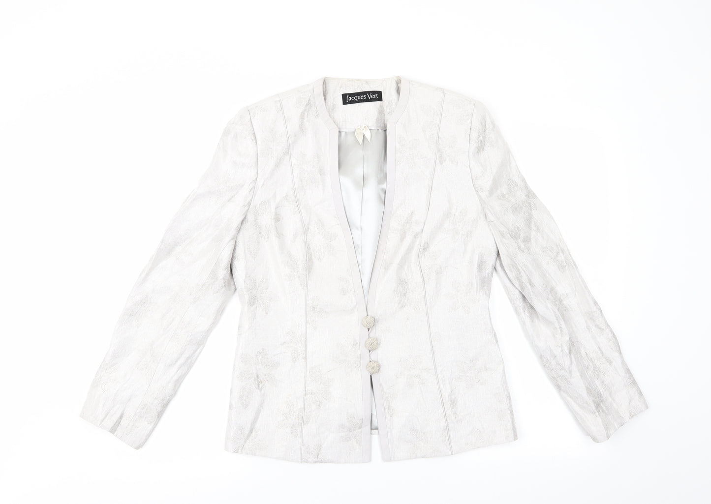 Jacques Vert Womens Silver Floral  Jacket  Size 10  - Subtle shimmer effect