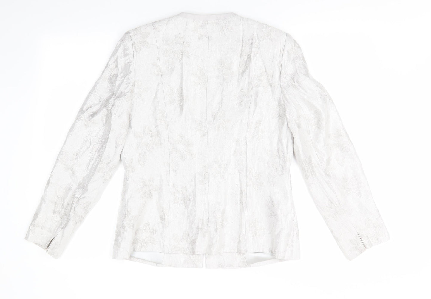 Jacques Vert Womens Silver Floral  Jacket  Size 10  - Subtle shimmer effect