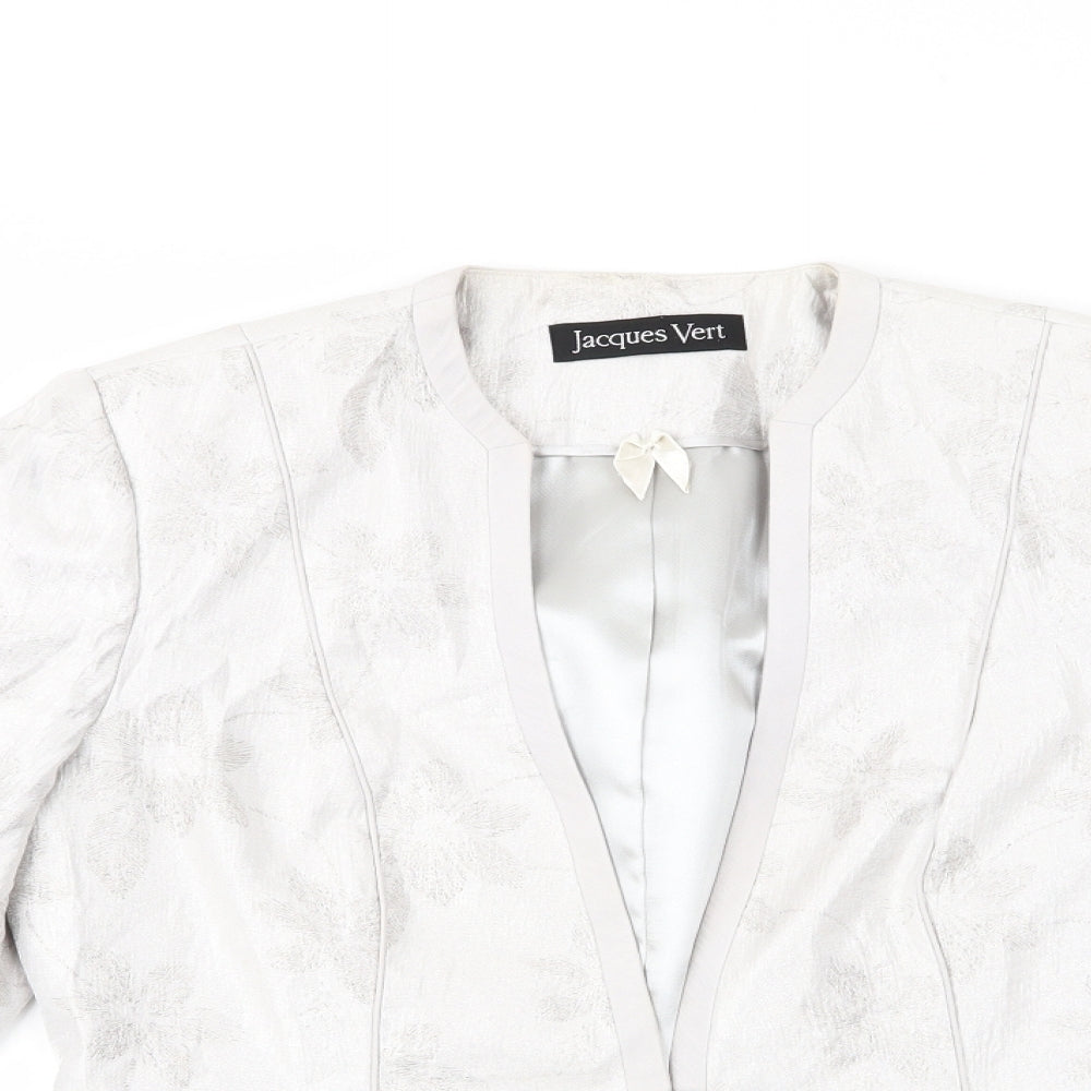 Jacques Vert Womens Silver Floral  Jacket  Size 10  - Subtle shimmer effect
