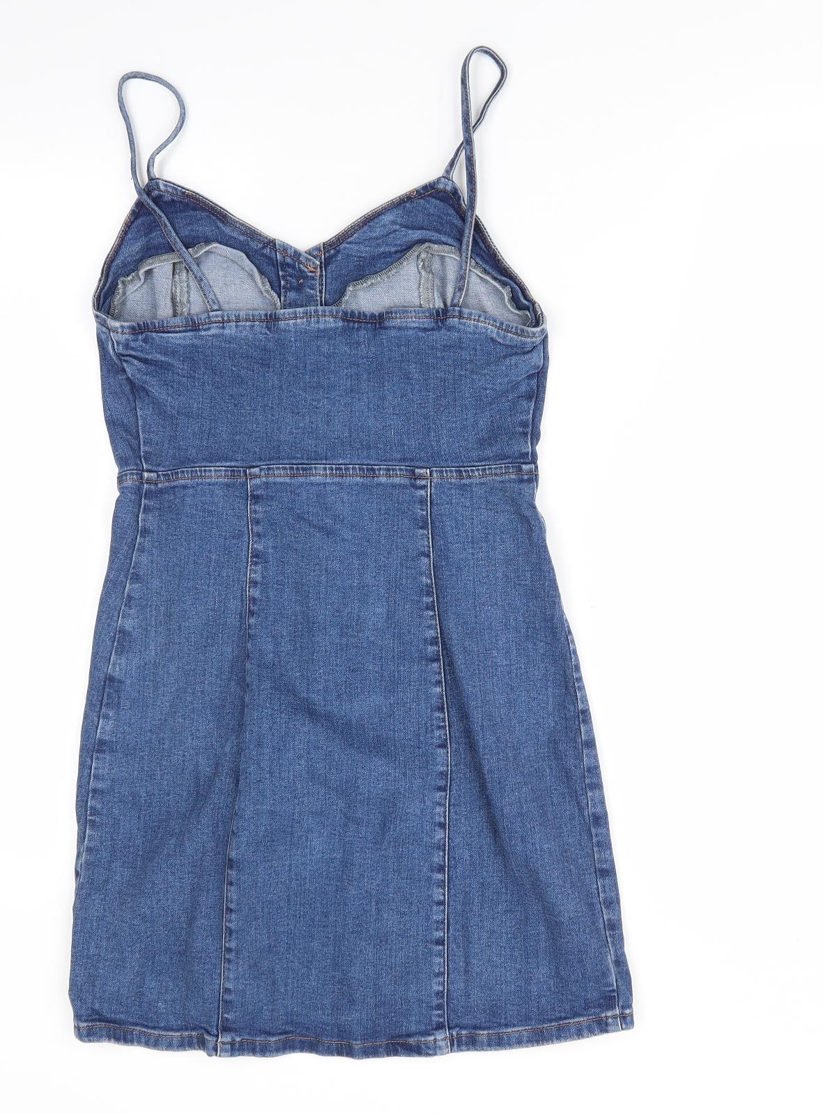 Denim Co Womens Blue  Denim Slip Dress  Size 8  - Denim Front Fastening Slip Style