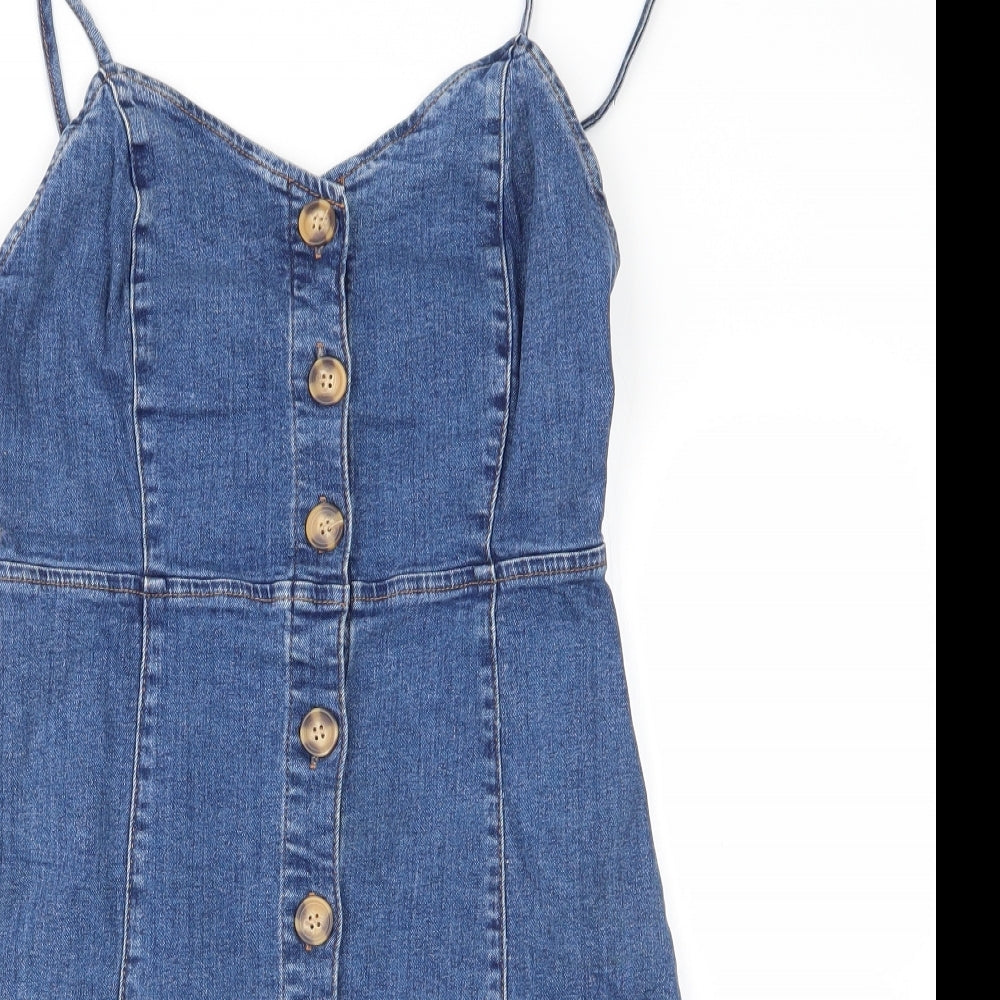 Denim Co Womens Blue  Denim Slip Dress  Size 8  - Denim Front Fastening Slip Style
