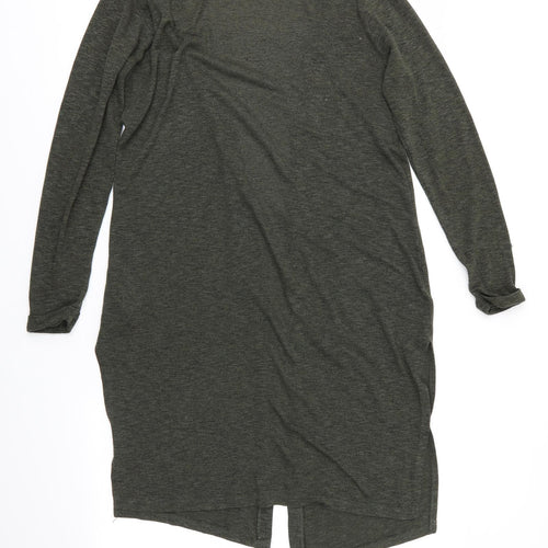 New Look Womens Green V-Neck  Polyester Cardigan Jumper Size 14   - Longline Cardigan Side Vented Black Fleck
