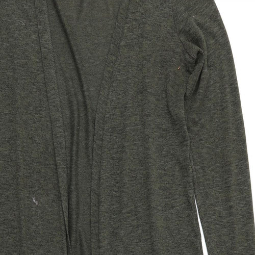New Look Womens Green V-Neck  Polyester Cardigan Jumper Size 14   - Longline Cardigan Side Vented Black Fleck