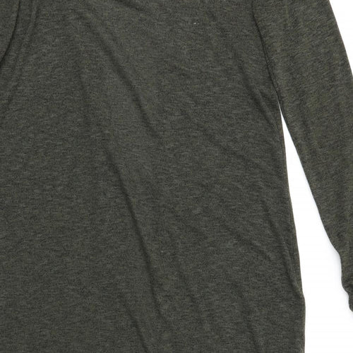 New Look Womens Green V-Neck  Polyester Cardigan Jumper Size 14   - Longline Cardigan Side Vented Black Fleck