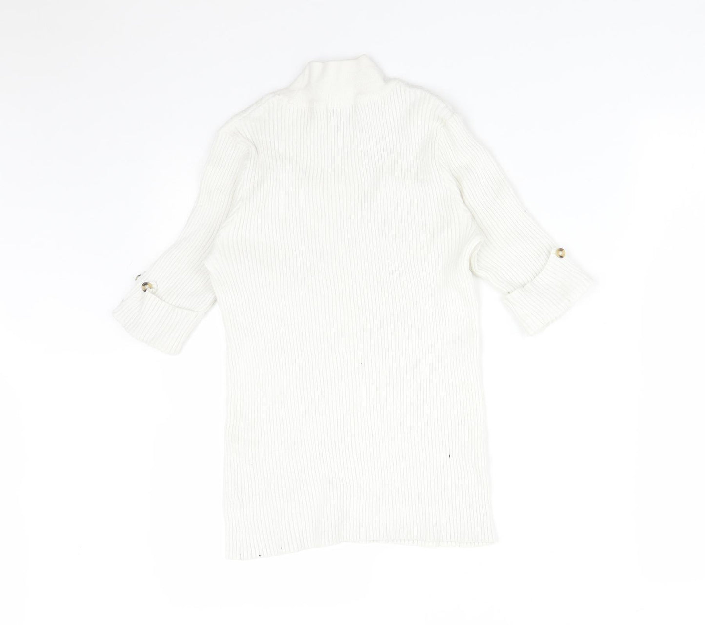 TU Womens White Striped  Basic T-Shirt Size 12