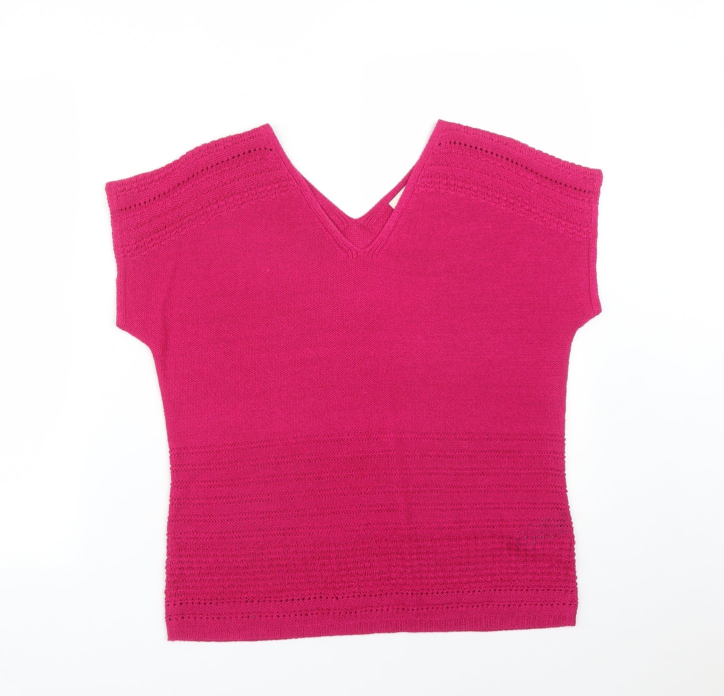 M&S Womens Pink Striped  Basic T-Shirt Size 14