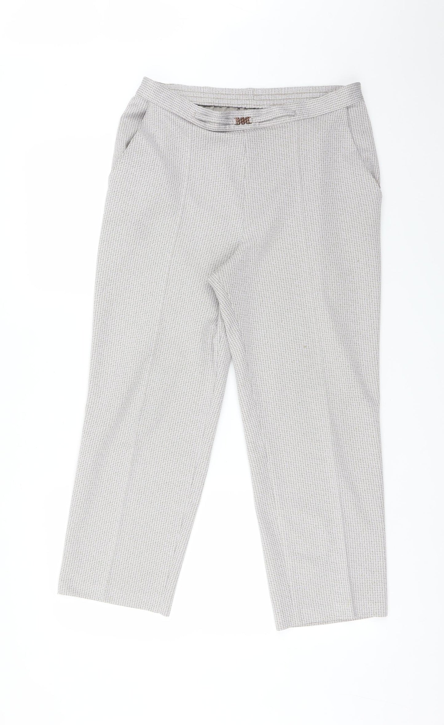 M&S Womens Multicoloured Houndstooth  Trousers  Size 14 L24 in