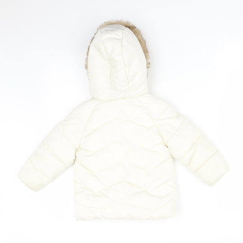 F&F Girls White   Puffer Jacket Coat Size 18-24 Months