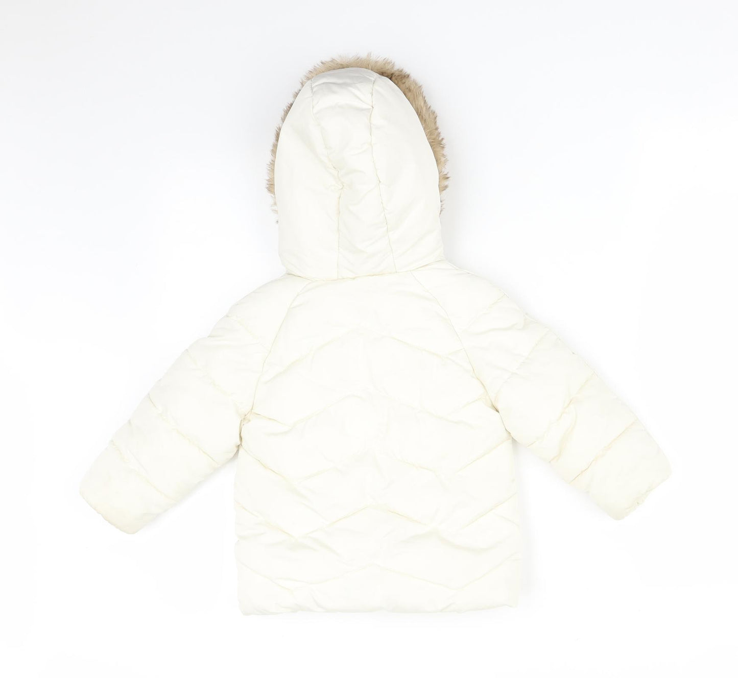 F&F Girls White   Puffer Jacket Coat Size 18-24 Months