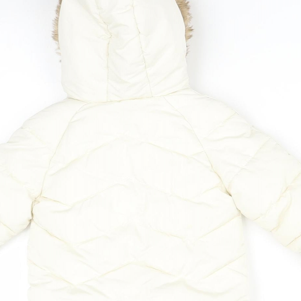 F&F Girls White   Puffer Jacket Coat Size 18-24 Months