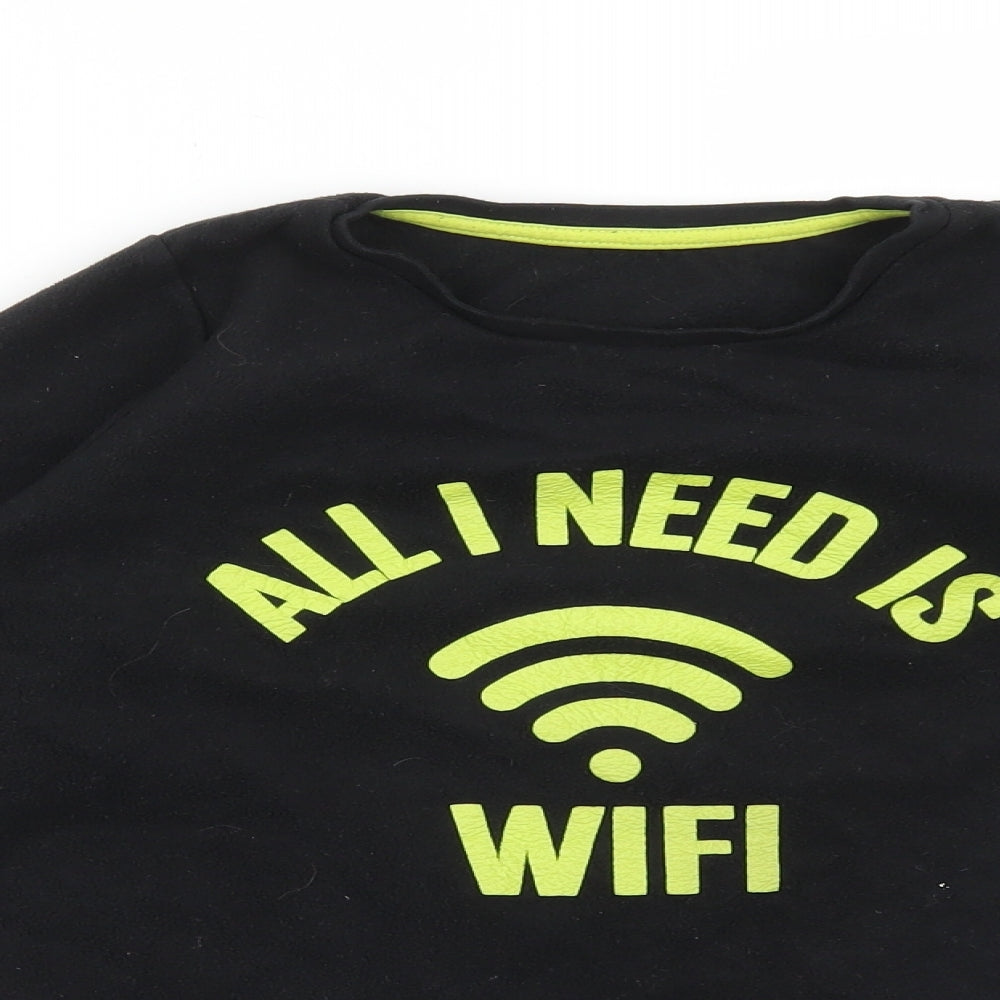 Matalan Boys Black Solid   Pyjama Top Size 12 Years  - ALL I NEED IS WIFI