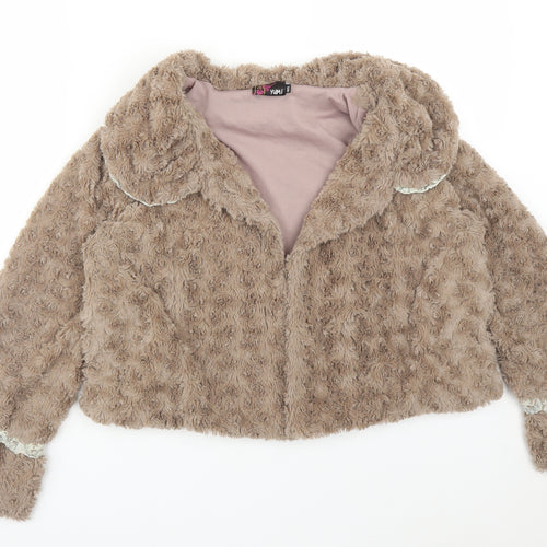 Yumi Womens Brown Floral  Cardigan Jumper Size M
