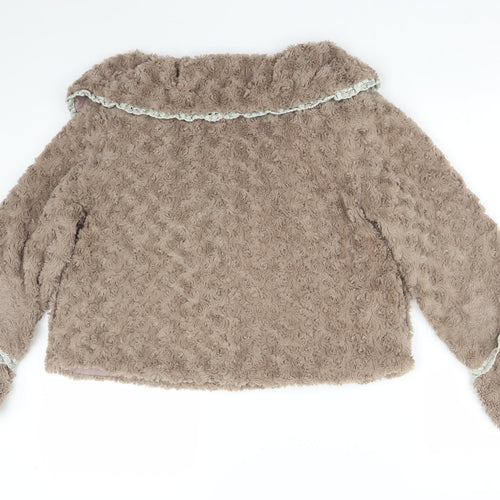 Yumi Womens Brown Floral  Cardigan Jumper Size M
