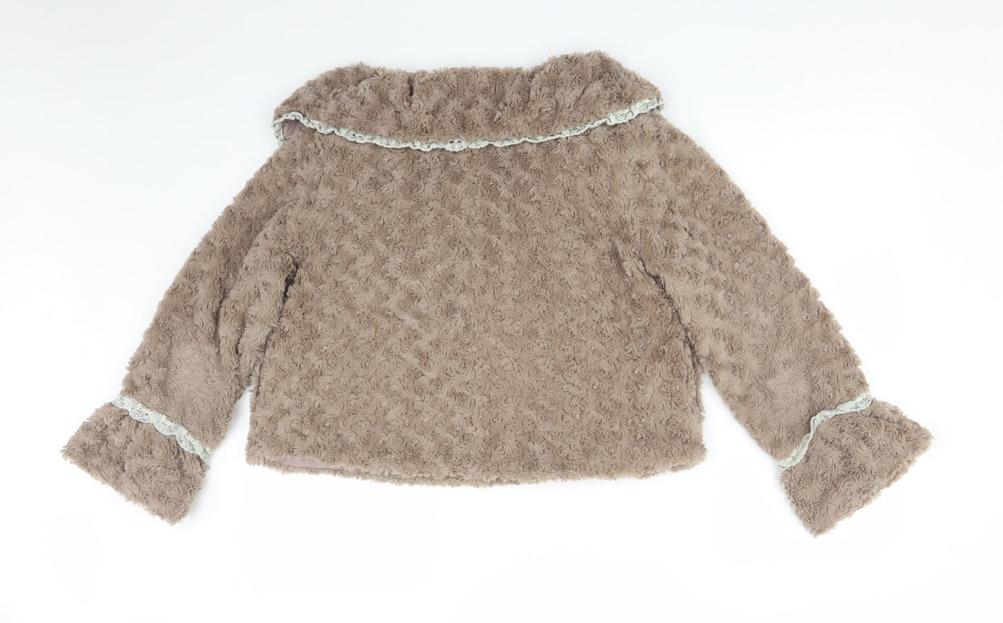Yumi Womens Brown Floral  Cardigan Jumper Size M