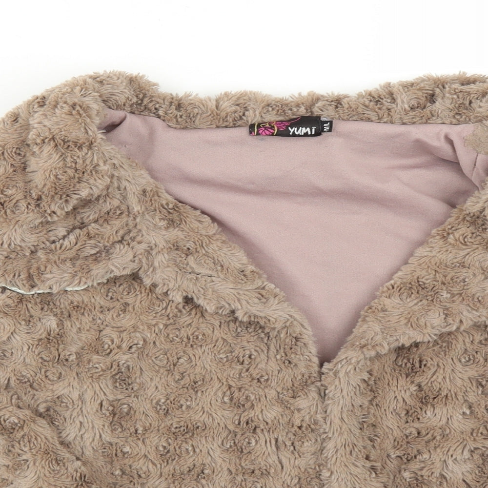 Yumi Womens Brown Floral  Cardigan Jumper Size M
