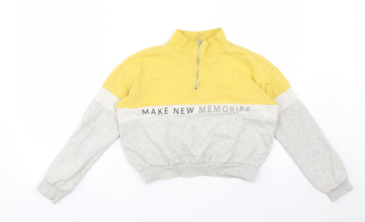 H&M Girls Multicoloured Colourblock Pullover Sweatshirt Size 11-12 Years - MAKE NEW MEMORIES