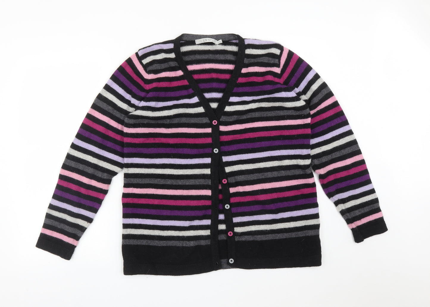EWM Womens Multicoloured Striped  Cardigan Jumper Size L