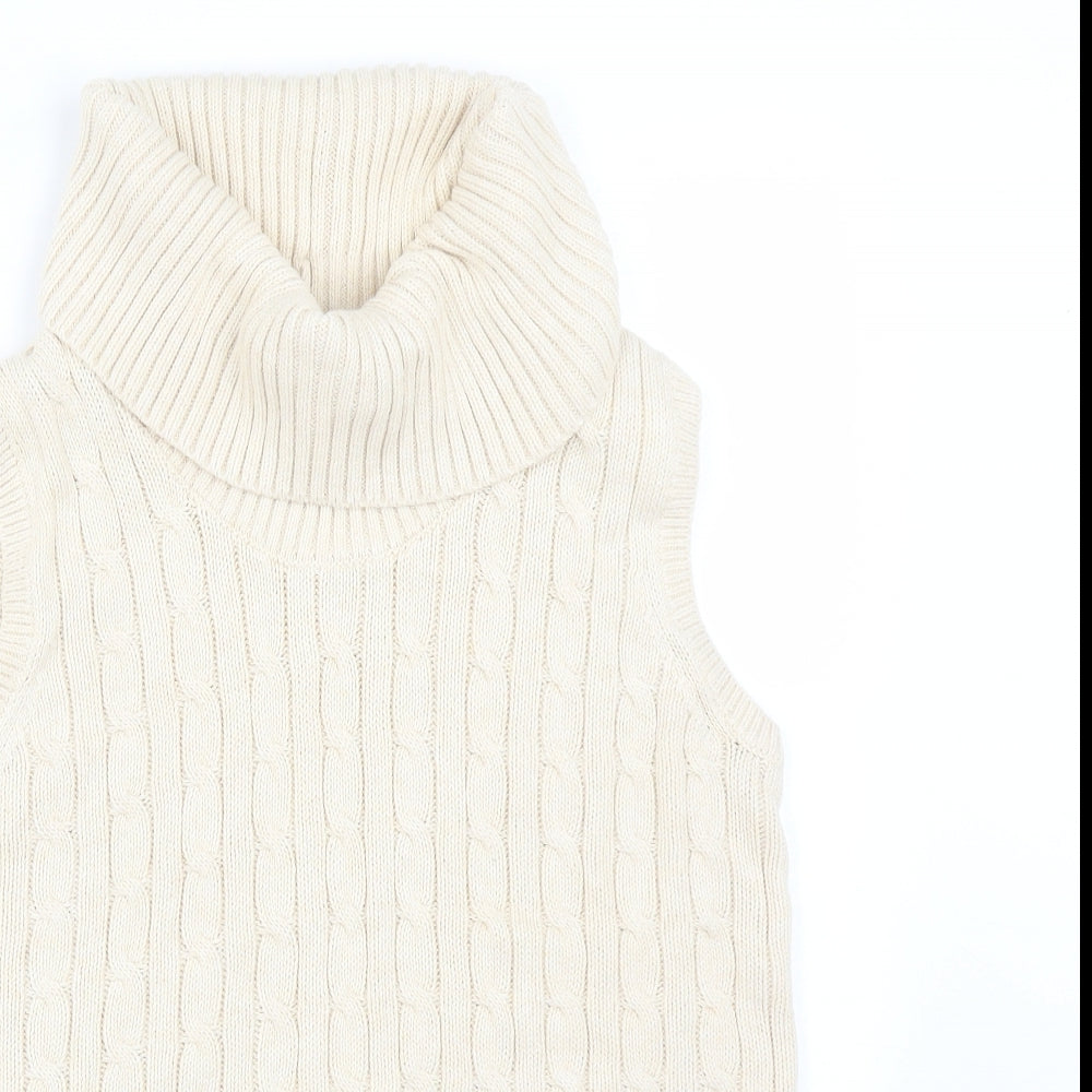 Jeanne Pierre Womens Beige Striped  Basic T-Shirt Size L