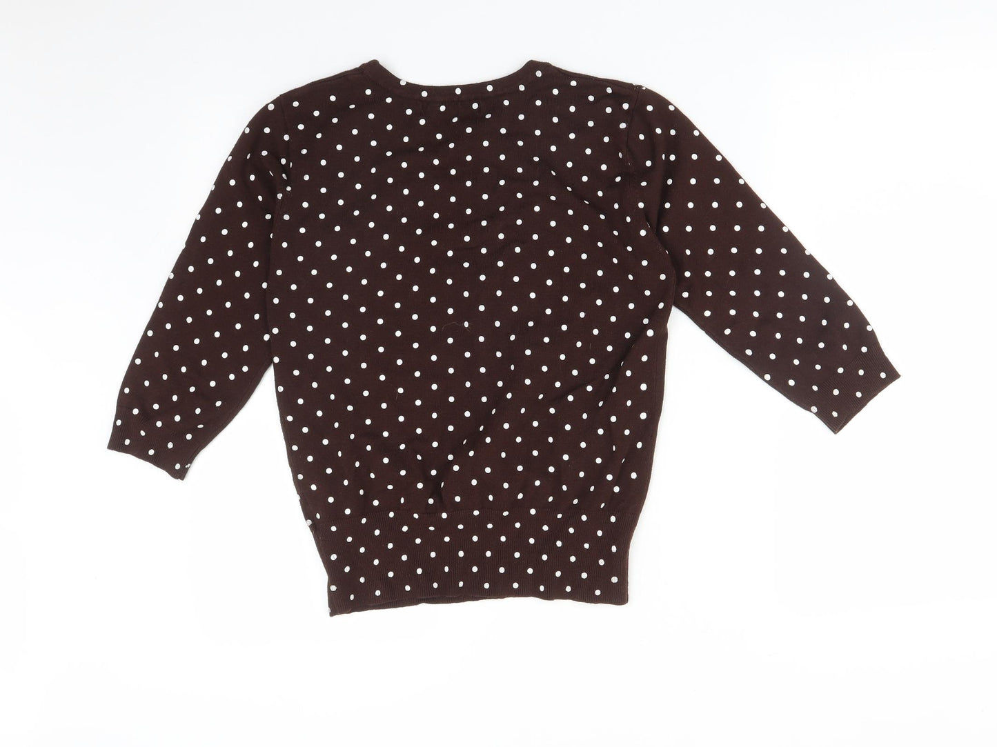 PARAMOUR Womens Brown Polka Dot  Basic T-Shirt Size L