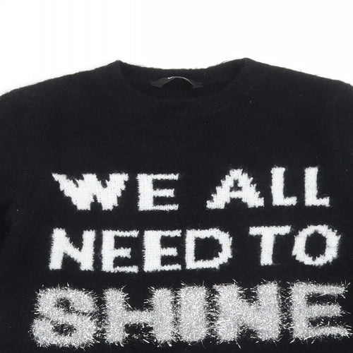 George Girls Black   Pullover Sweatshirt Size 9-10 Years  - WE ALL NEED TO SHINE